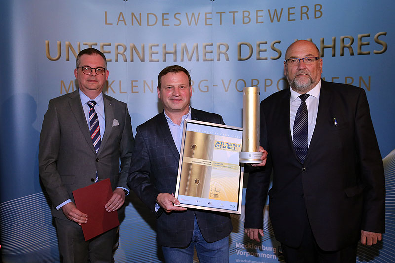 Matthias Belke, IHK zu Schwerin; Armin Kremer, Mecklenburger Landpute GmbH; Harry Glawe, Wirtschaftsminister MV 